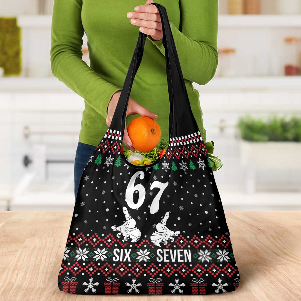 Six Seven Skeleton Hand Christmas Grocery Bag Meme Gen Alpha Slang - Wonder Print Shop