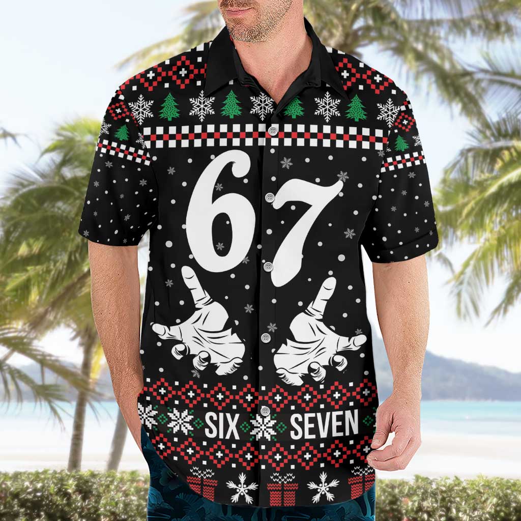 Six Seven Skeleton Hand Christmas Hawaiian Shirt Meme Gen Alpha Slang - Wonder Print Shop