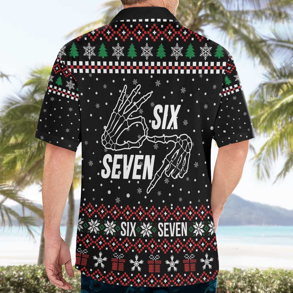Six Seven Skeleton Hand Christmas Hawaiian Shirt Meme Gen Alpha Slang - Wonder Print Shop