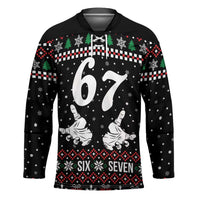 Six Seven Skeleton Hand Christmas Hockey Jersey Meme Gen Alpha Slang - Wonder Print Shop