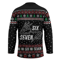 Six Seven Skeleton Hand Christmas Hockey Jersey Meme Gen Alpha Slang - Wonder Print Shop