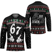 Six Seven Skeleton Hand Christmas Hockey Jersey Meme Gen Alpha Slang - Wonder Print Shop