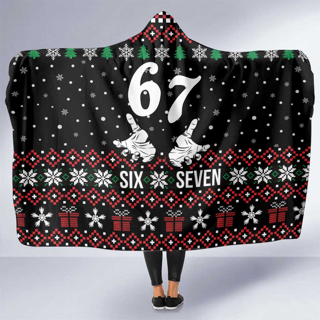 Six Seven Skeleton Hand Christmas Hooded Blanket Meme Gen Alpha Slang - Wonder Print Shop