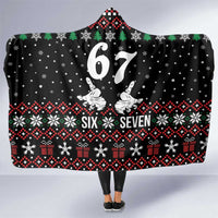 Six Seven Skeleton Hand Christmas Hooded Blanket Meme Gen Alpha Slang - Wonder Print Shop