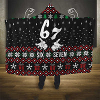 Six Seven Skeleton Hand Christmas Hooded Blanket Meme Gen Alpha Slang - Wonder Print Shop
