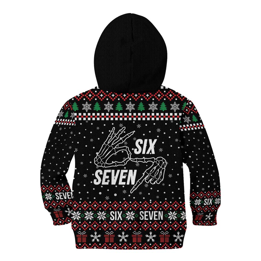 Six Seven Skeleton Hand Christmas Kid Hoodie Meme Gen Alpha Slang - Wonder Print Shop