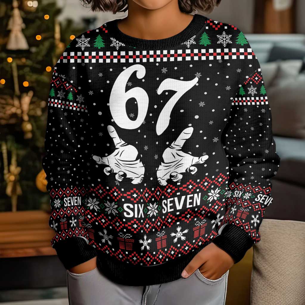 Six Seven Skeleton Hand Christmas Kid Ugly Christmas Sweater Meme Gen Alpha Slang - Wonder Print Shop