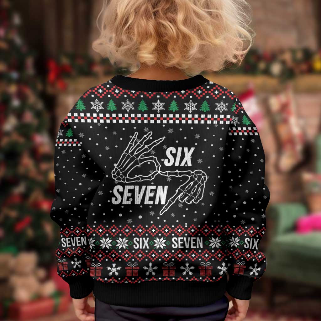 Six Seven Skeleton Hand Christmas Kid Ugly Christmas Sweater Meme Gen Alpha Slang - Wonder Print Shop