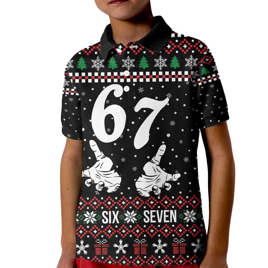 Six Seven Skeleton Hand Christmas Kid Polo Shirt Meme Gen Alpha Slang - Wonder Print Shop
