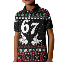 Six Seven Skeleton Hand Christmas Kid Polo Shirt Meme Gen Alpha Slang - Wonder Print Shop