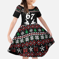 Six Seven Skeleton Hand Christmas Kid Short Sleeve Dress Meme Gen Alpha Slang - Wonder Print Shop