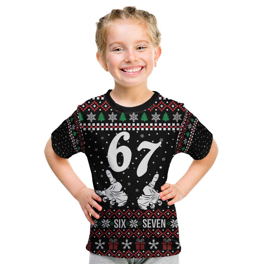 Six Seven Skeleton Hand Christmas Kid T Shirt Meme Gen Alpha Slang - Wonder Print Shop