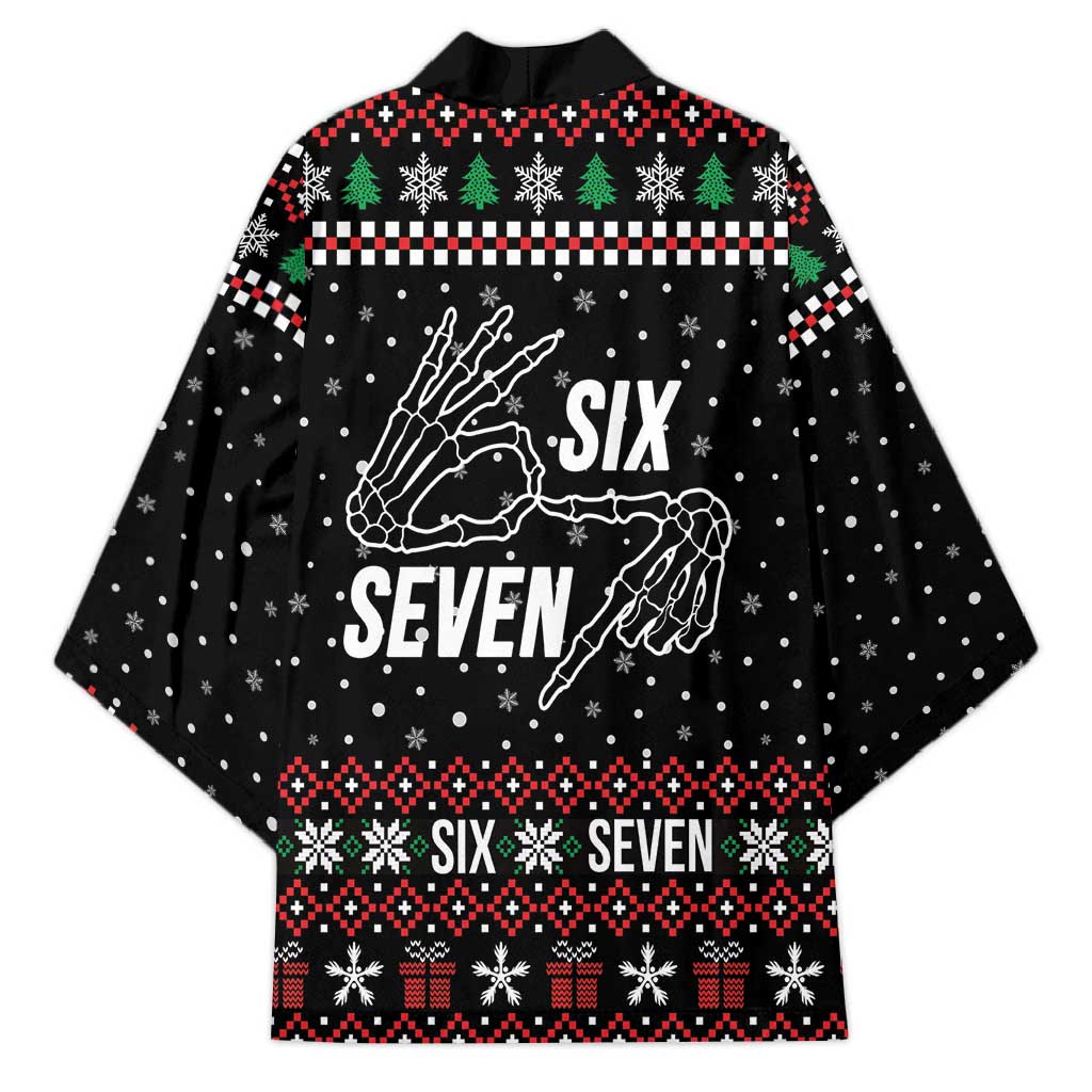 Six Seven Skeleton Hand Christmas Kimono Meme Gen Alpha Slang - Wonder Print Shop