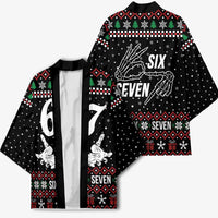 Six Seven Skeleton Hand Christmas Kimono Meme Gen Alpha Slang - Wonder Print Shop