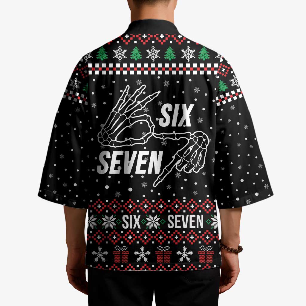 Six Seven Skeleton Hand Christmas Kimono Meme Gen Alpha Slang - Wonder Print Shop