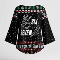 Six Seven Skeleton Hand Christmas Kimono Sleeve Blouse Meme Gen Alpha Slang - Wonder Print Shop
