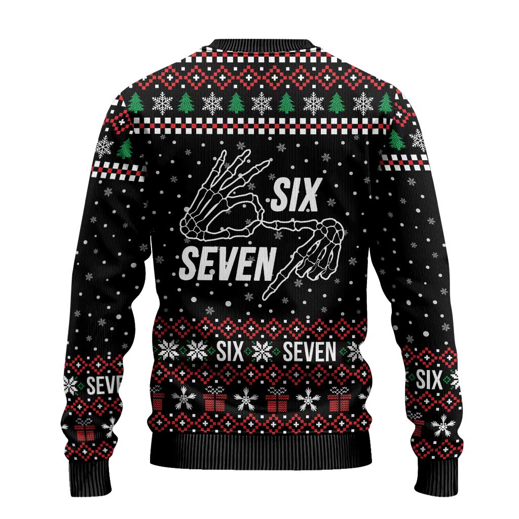 Six Seven Skeleton Hand Christmas Ugly Christmas Sweater Meme Gen Alpha Slang - Wonder Print Shop