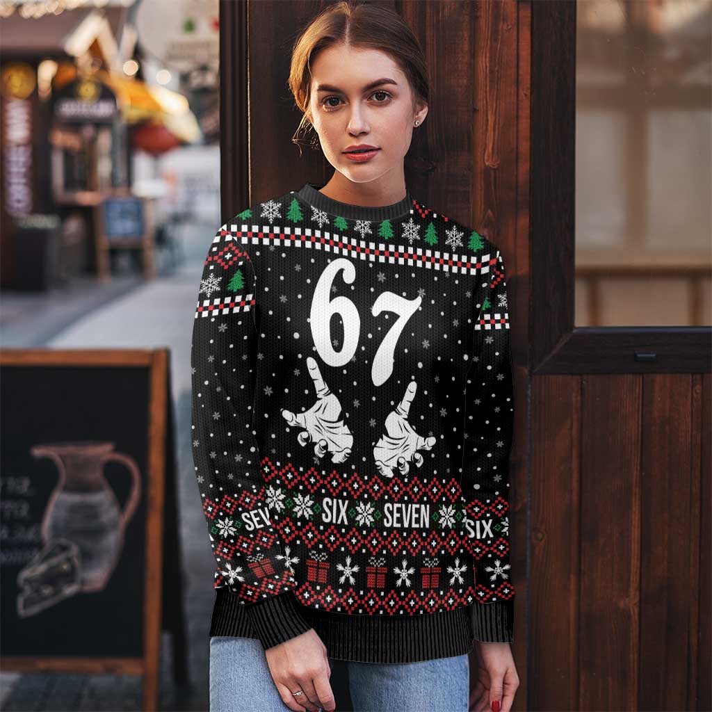 Six Seven Skeleton Hand Christmas Ugly Christmas Sweater Meme Gen Alpha Slang - Wonder Print Shop