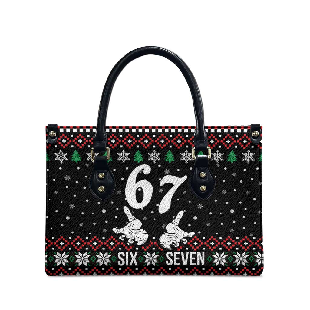 Six Seven Skeleton Hand Christmas Leather Bag Meme Gen Alpha Slang - Wonder Print Shop