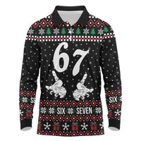 Six Seven Skeleton Hand Christmas Long Sleeve Polo Shirt Meme Gen Alpha Slang - Wonder Print Shop