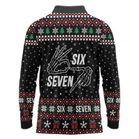 Six Seven Skeleton Hand Christmas Long Sleeve Polo Shirt Meme Gen Alpha Slang - Wonder Print Shop