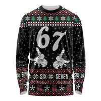Six Seven Skeleton Hand Christmas Long Sleeve Shirt Meme Gen Alpha Slang - Wonder Print Shop
