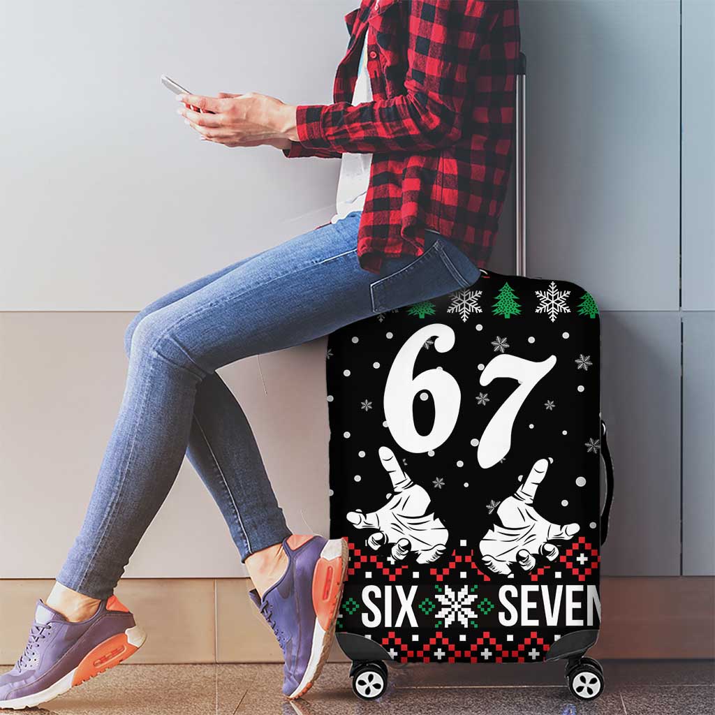 Six Seven Skeleton Hand Christmas Luggage Cover Meme Gen Alpha Slang - Wonder Print Shop