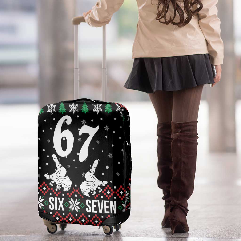 Six Seven Skeleton Hand Christmas Luggage Cover Meme Gen Alpha Slang - Wonder Print Shop
