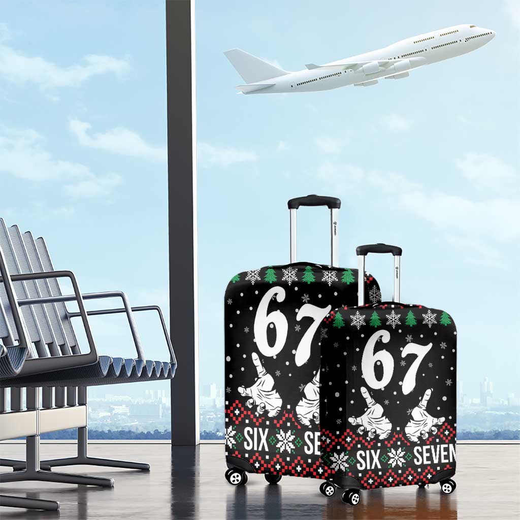 Six Seven Skeleton Hand Christmas Luggage Cover Meme Gen Alpha Slang - Wonder Print Shop