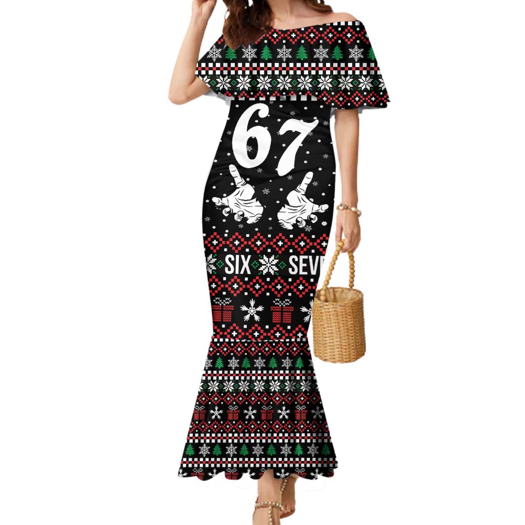 Six Seven Skeleton Hand Christmas Mermaid Dress Meme Gen Alpha Slang - Wonder Print Shop