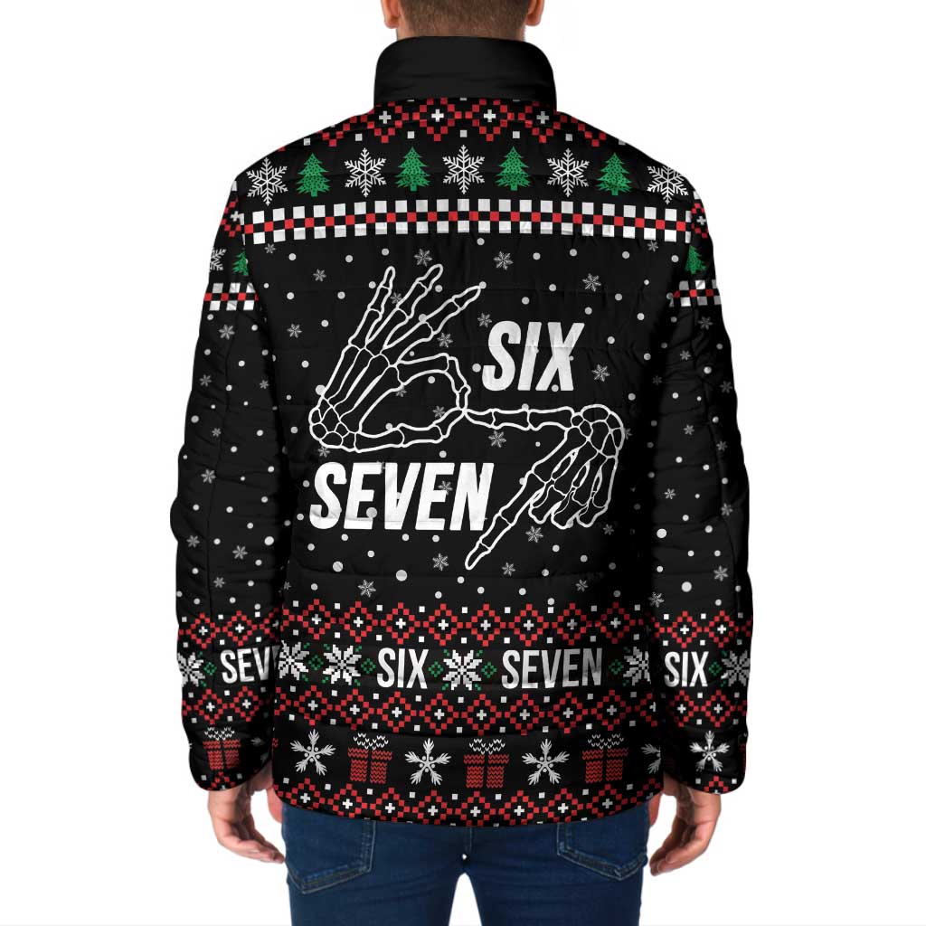 Six Seven Skeleton Hand Christmas Padded Jacket Meme Gen Alpha Slang - Wonder Print Shop