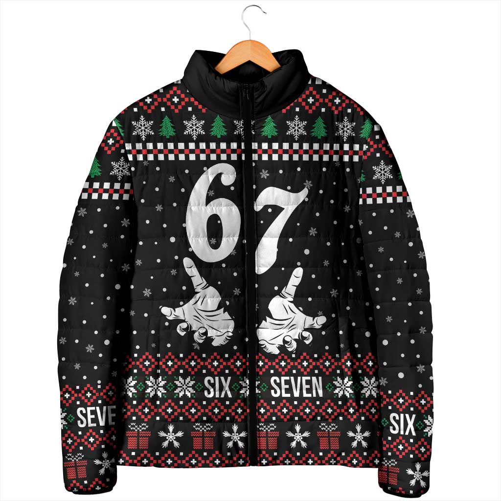 Six Seven Skeleton Hand Christmas Padded Jacket Meme Gen Alpha Slang - Wonder Print Shop