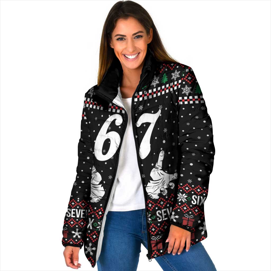 Six Seven Skeleton Hand Christmas Padded Jacket Meme Gen Alpha Slang - Wonder Print Shop