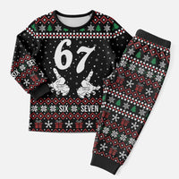 Six Seven Skeleton Hand Christmas Pajama Set Meme Gen Alpha Slang - Wonder Print Shop
