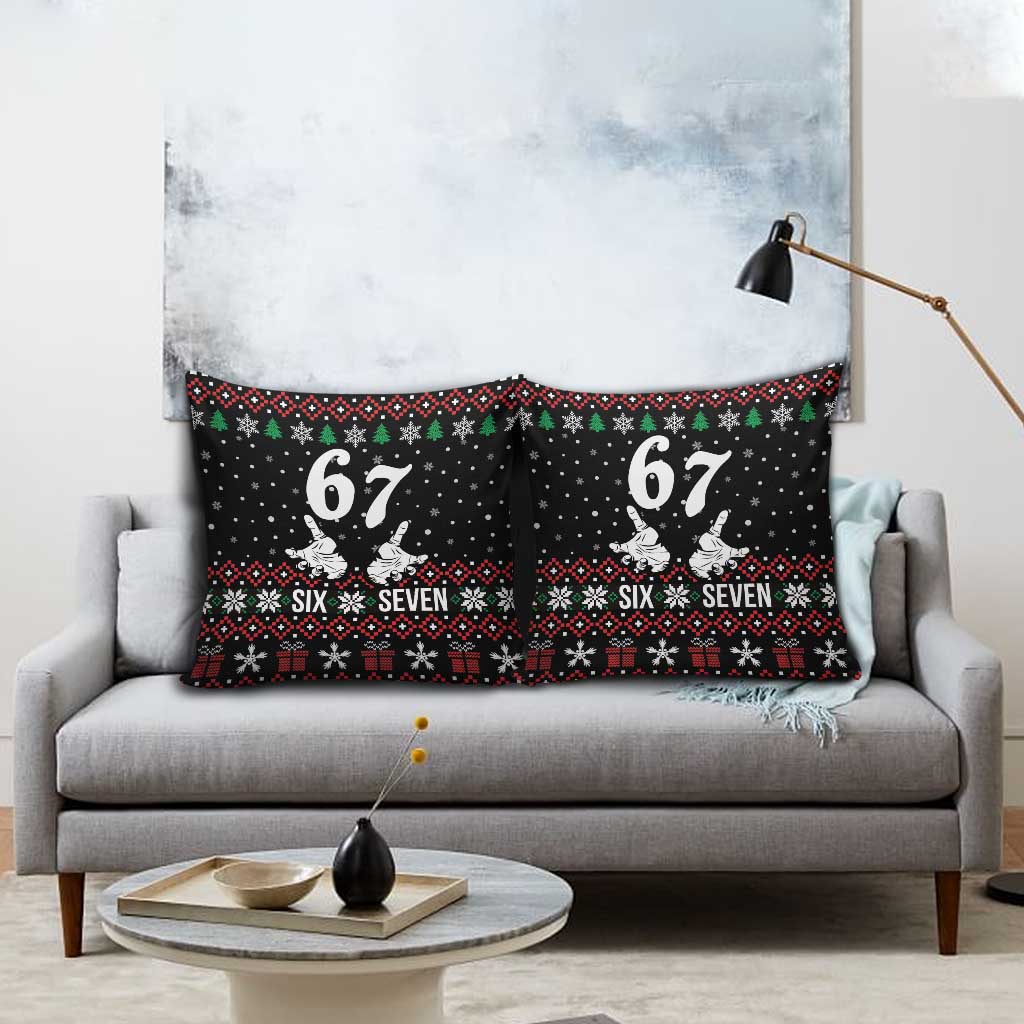 Six Seven Skeleton Hand Christmas Pillow Cover Meme Gen Alpha Slang - Wonder Print Shop