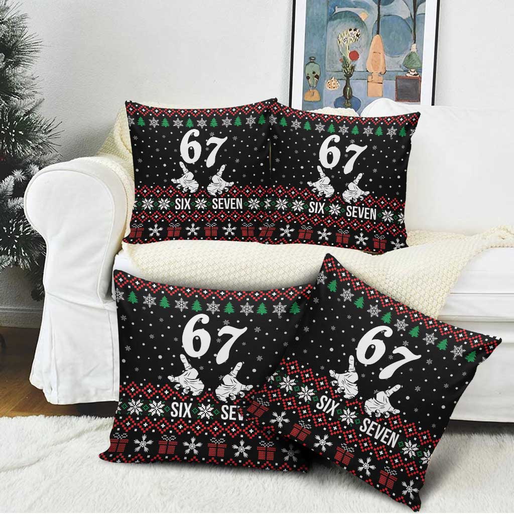 Six Seven Skeleton Hand Christmas Pillow Cover Meme Gen Alpha Slang - Wonder Print Shop