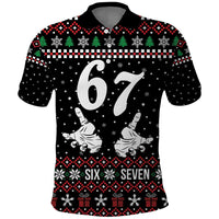 Six Seven Skeleton Hand Christmas Polo Shirt Meme Gen Alpha Slang - Wonder Print Shop