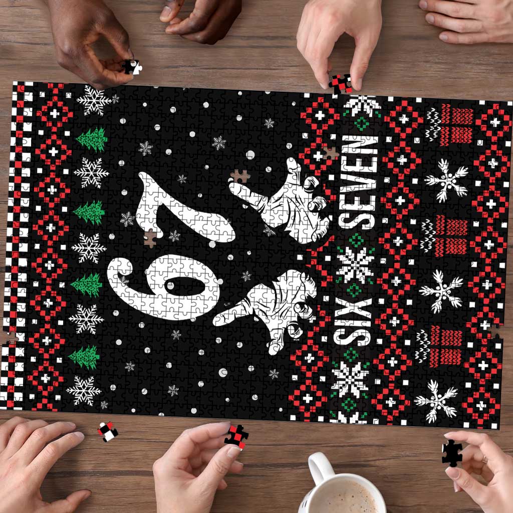 Six Seven Skeleton Hand Christmas Puzzle Meme Gen Alpha Slang - Wonder Print Shop
