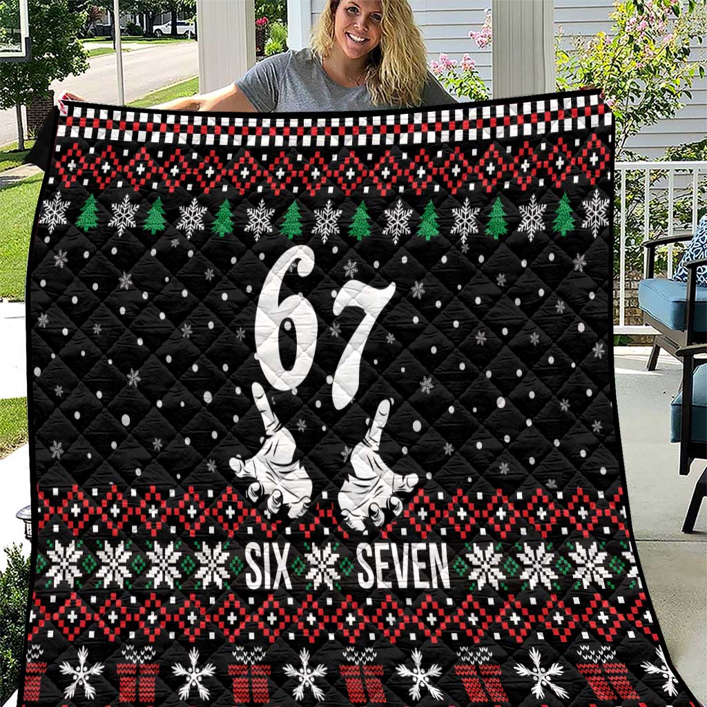 Six Seven Skeleton Hand Christmas Quilt Meme Gen Alpha Slang - Wonder Print Shop