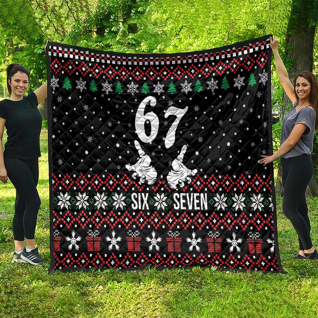 Six Seven Skeleton Hand Christmas Quilt Meme Gen Alpha Slang - Wonder Print Shop
