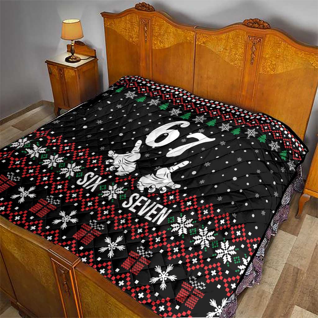 Six Seven Skeleton Hand Christmas Quilt Meme Gen Alpha Slang - Wonder Print Shop