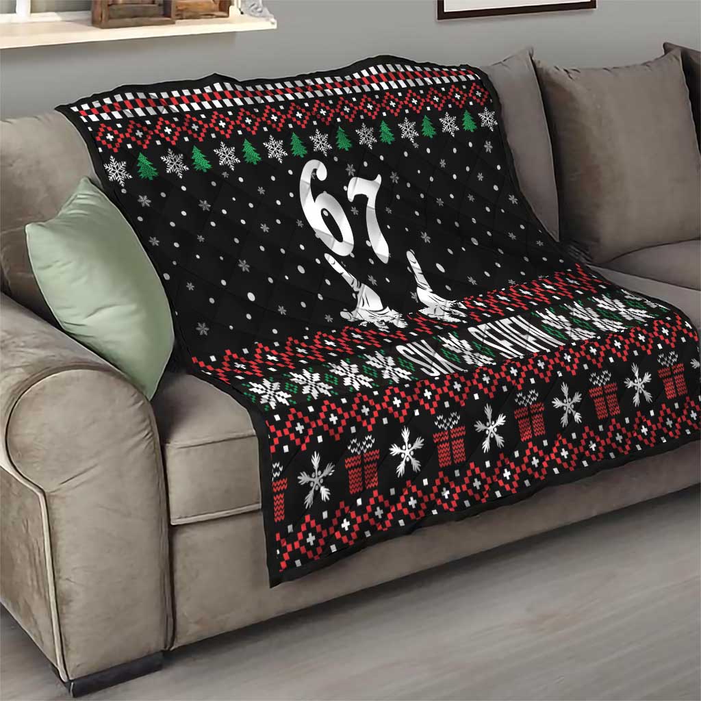 Six Seven Skeleton Hand Christmas Quilt Meme Gen Alpha Slang - Wonder Print Shop