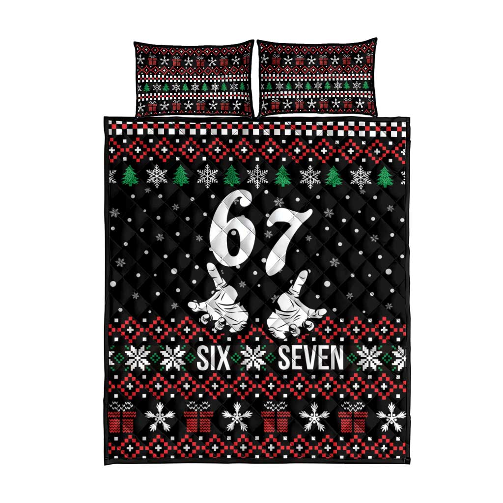 Six Seven Skeleton Hand Christmas Quilt Bed Set Meme Gen Alpha Slang - Wonder Print Shop