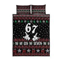 Six Seven Skeleton Hand Christmas Quilt Bed Set Meme Gen Alpha Slang - Wonder Print Shop