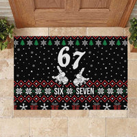 Six Seven Skeleton Hand Christmas Rubber Doormat Meme Gen Alpha Slang - Wonder Print Shop