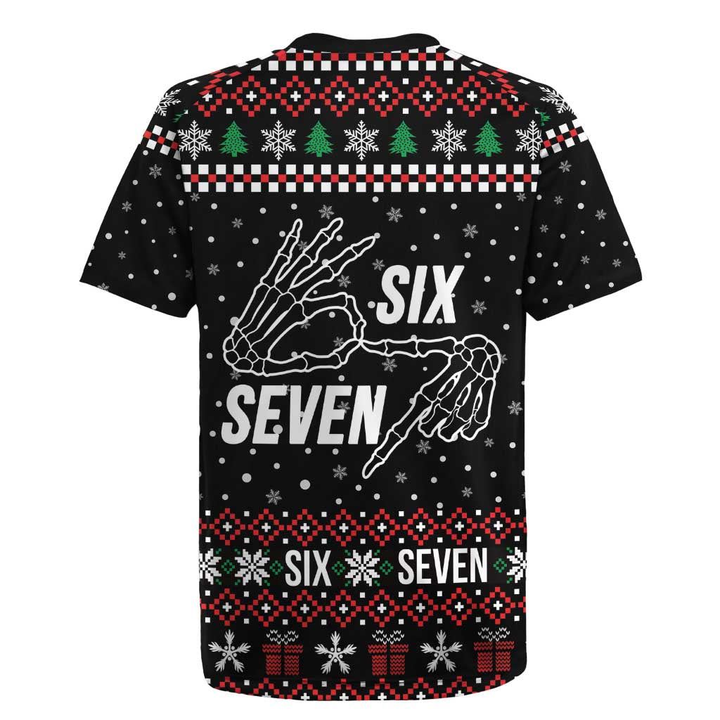 Six Seven Skeleton Hand Christmas Rugby Jersey Meme Gen Alpha Slang - Wonder Print Shop