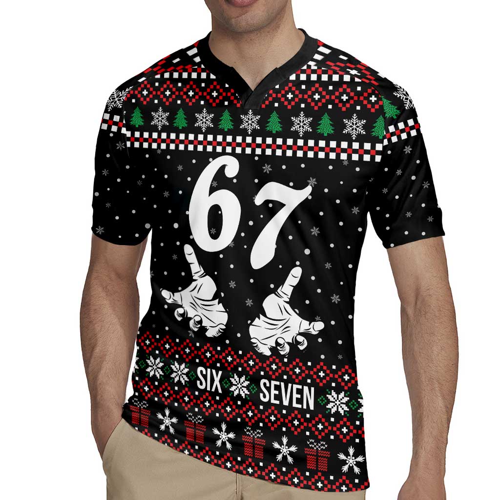 Six Seven Skeleton Hand Christmas Rugby Jersey Meme Gen Alpha Slang - Wonder Print Shop
