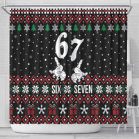 Six Seven Skeleton Hand Christmas Shower Curtain Meme Gen Alpha Slang - Wonder Print Shop
