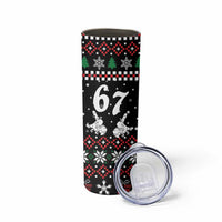Six Seven Skeleton Hand Christmas Skinny Tumbler Meme Gen Alpha Slang - Wonder Print Shop