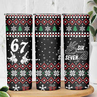 Six Seven Skeleton Hand Christmas Skinny Tumbler Meme Gen Alpha Slang - Wonder Print Shop